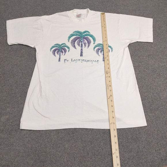 Vintage Ft. Lauderdale Florida Beach Palm Tree White Graphic T-Shirt Size Large - Picture 7 of 8
